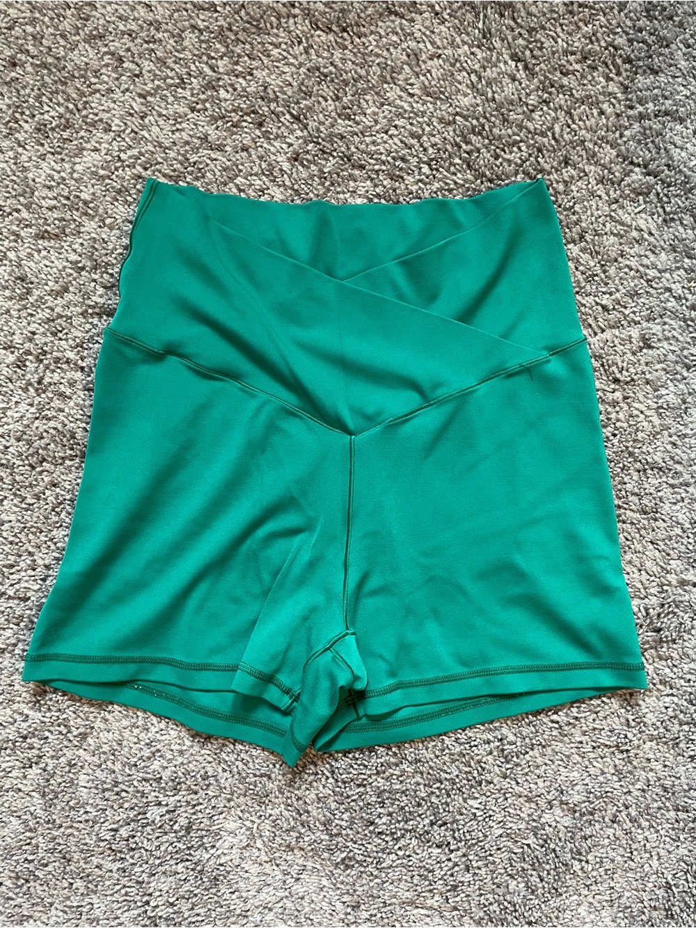 aerie High-Waist Emerald Green V-Waist Bike Shorts